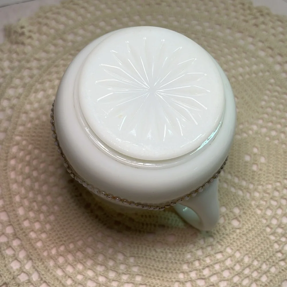 1960s Vintage Heisey Bead Swag Opal Milk Glass Creamer #1295